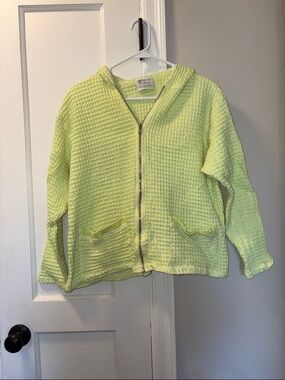 fresh produce Lime Green Waffle Knit Zip Hoodie